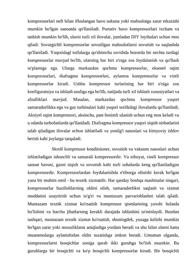 Kompressorlar va ularning tasnifi 3