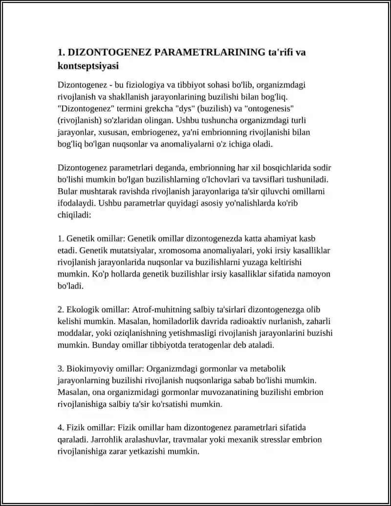 DIZONTOGENEZ PARAMETRLARI 3