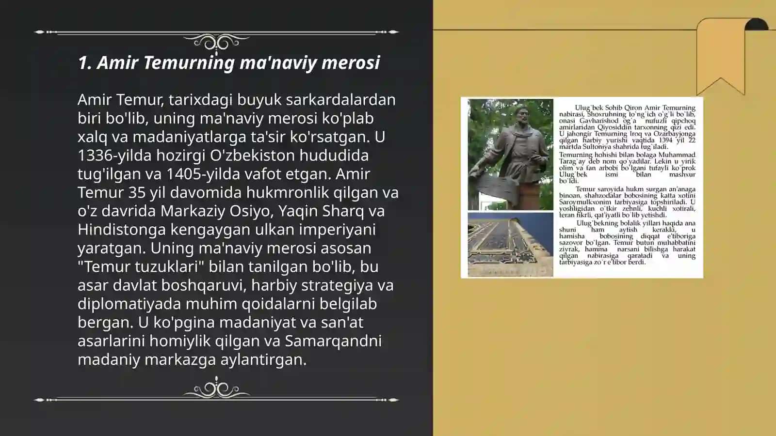 Amir Temurning ma'naviy merosi 3