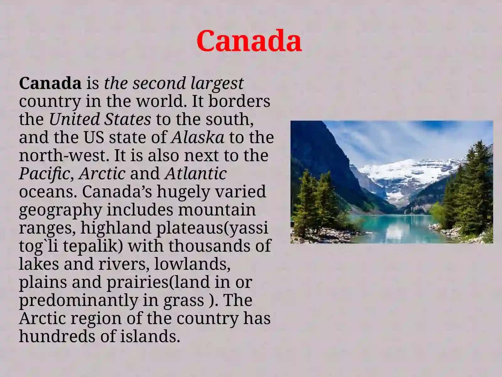 Lesson 9. Canada 3