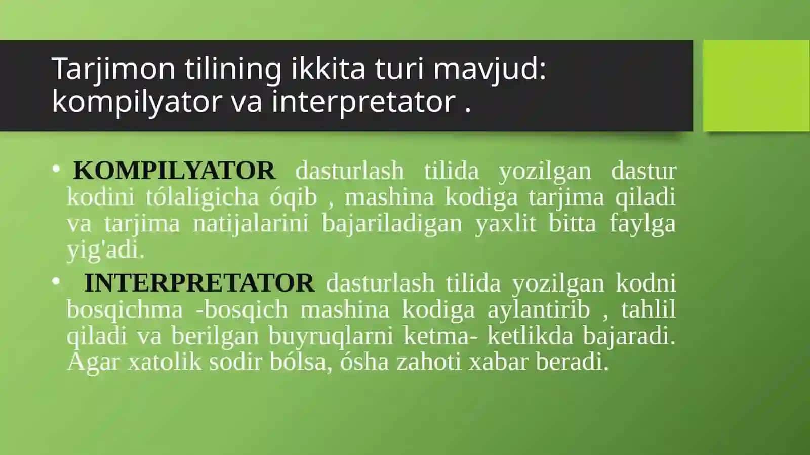 Dasturlashga kirish. Algoritm tushunchasi 3