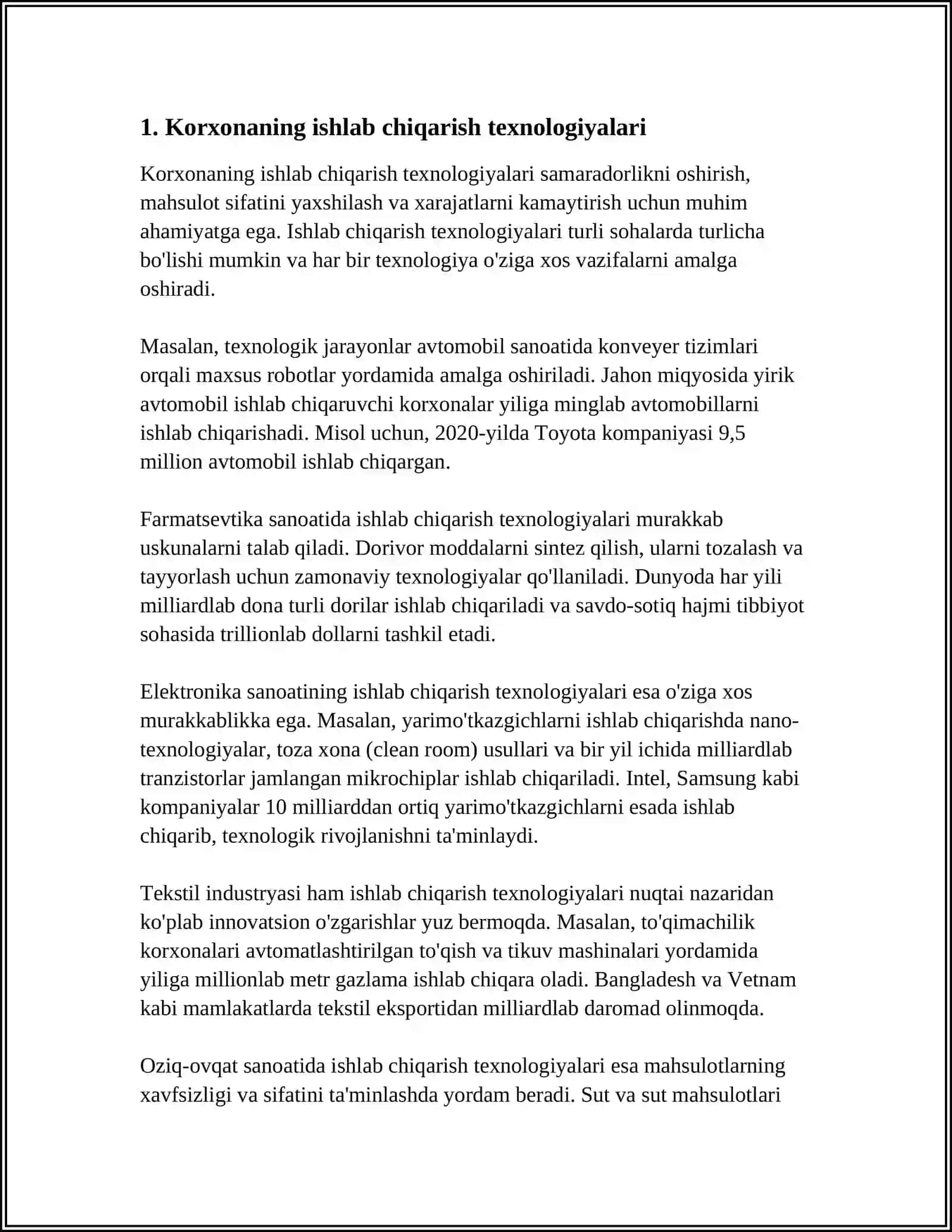 Korxonaning ishlab chiqarish texnologiyalari 3
