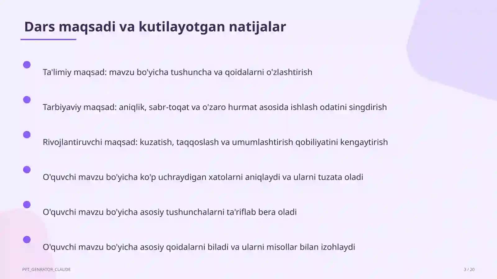 Sinf soati va tarbiyaviy tadbirlar (1–11) — o'qituvchilar uchun 3