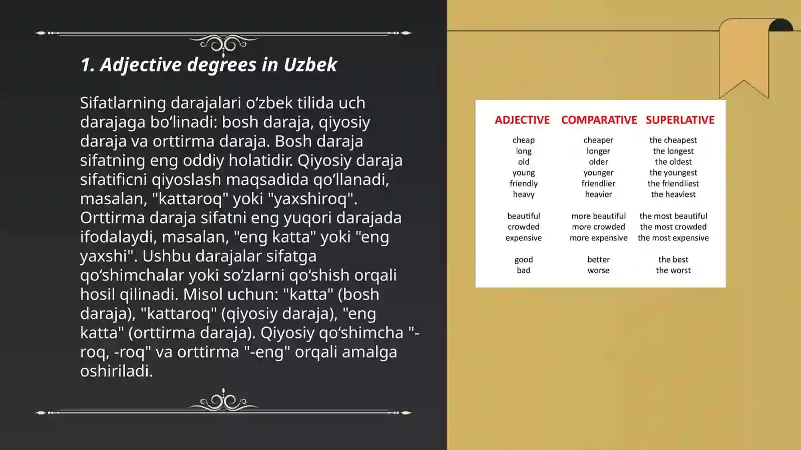 Adjective degrees in Uzbek 3