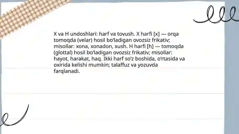 X va H undoshi 2-sinf 3