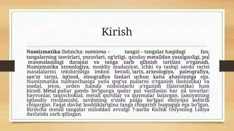 Numizmatika fanidan mustaqil ish 3