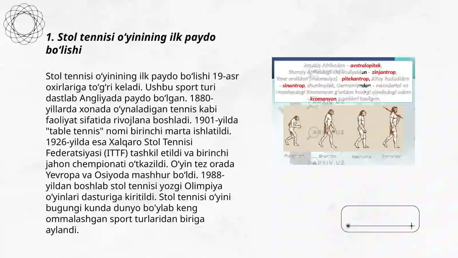 Stol tennisi oʻyinining kelib chiqishi va rivojlanish tarixi 3