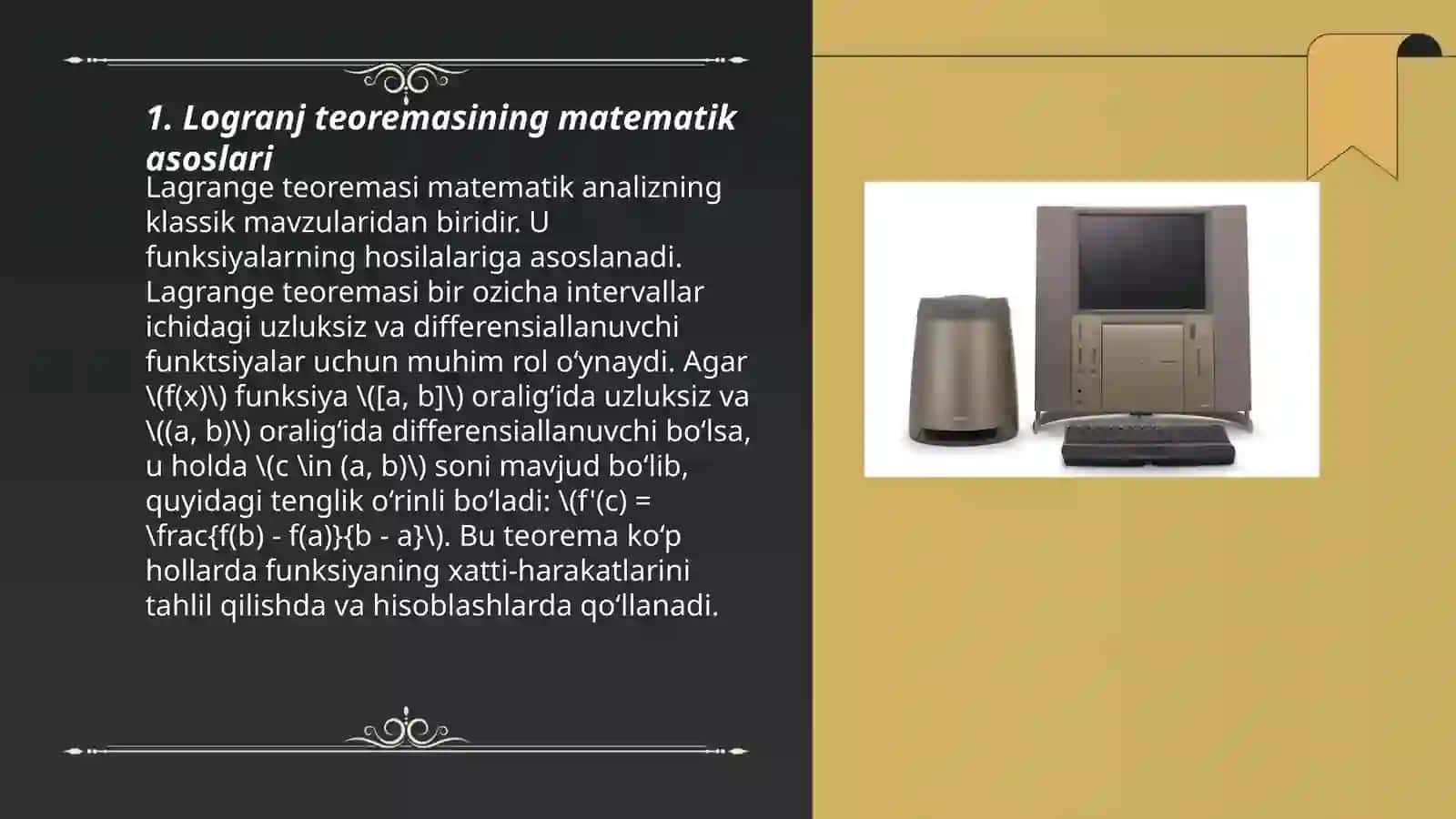Logranj teoremasi tadbiqlari 3