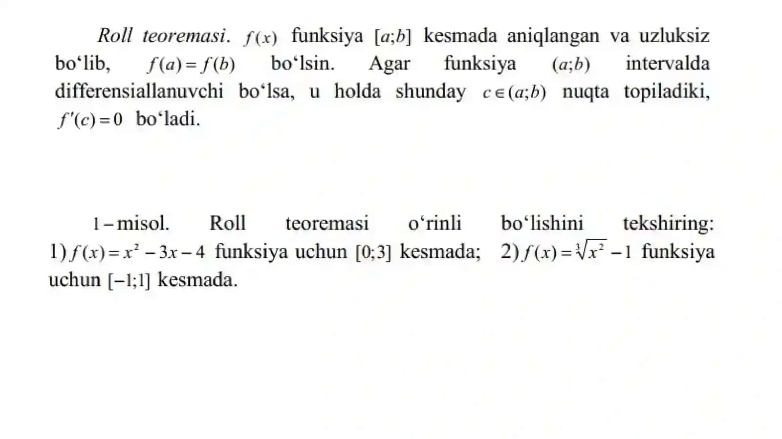 Differensial hisobning asosiy teoremalari 3