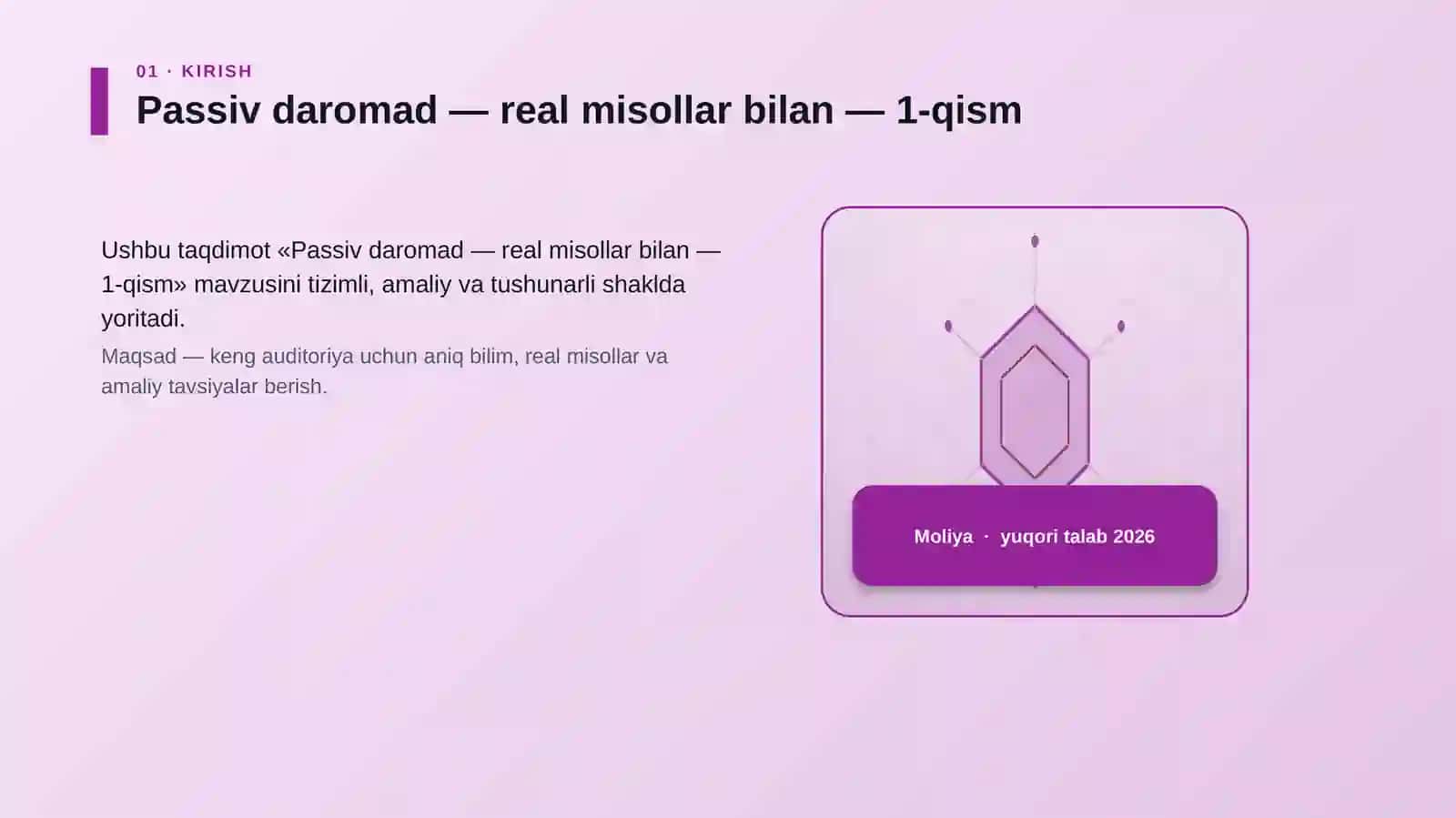 Passiv daromad — real misollar bilan — 1-qism 3