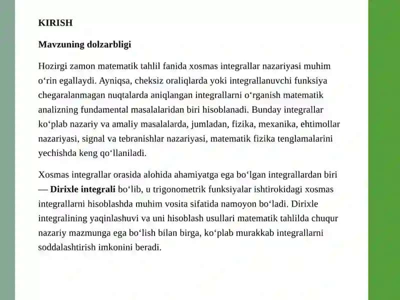 Xosmas integrallar va Dirixle integrali hisoblashi 3