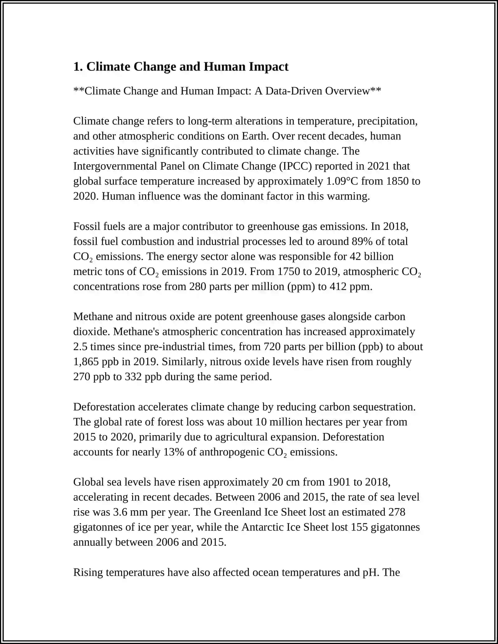 Climate Change and Human Impact: A Data-Driven Overview 3
