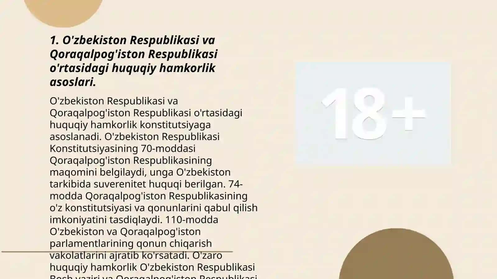 O'zbekiston Respublikasi va Qoraqolpog'iston Respublikasi munosabatlari 3