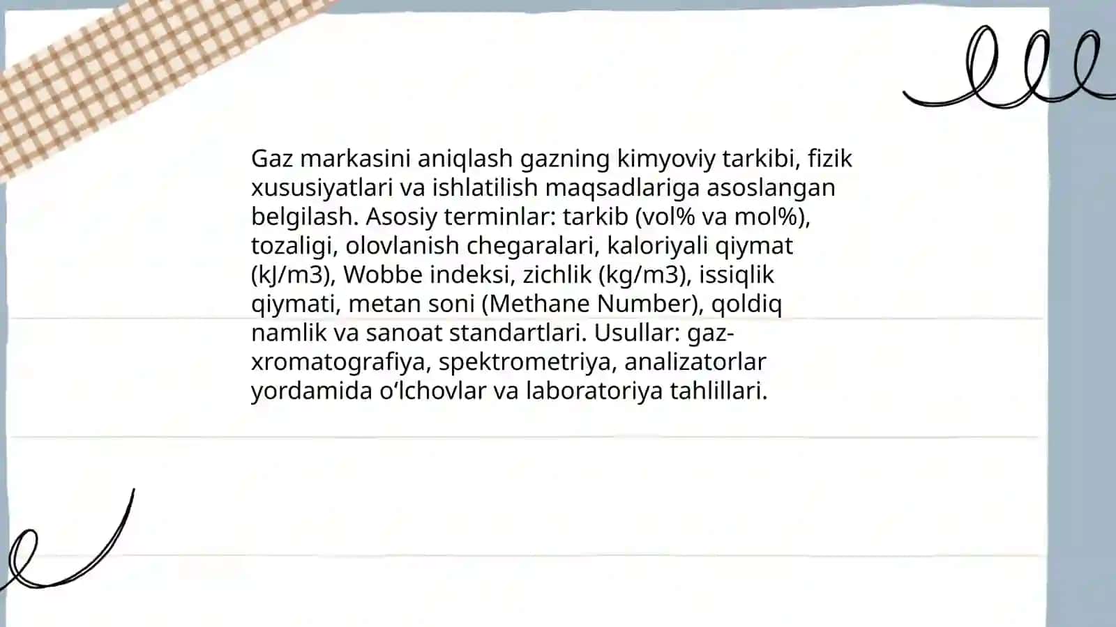 Gaz markasini aniqlash 3