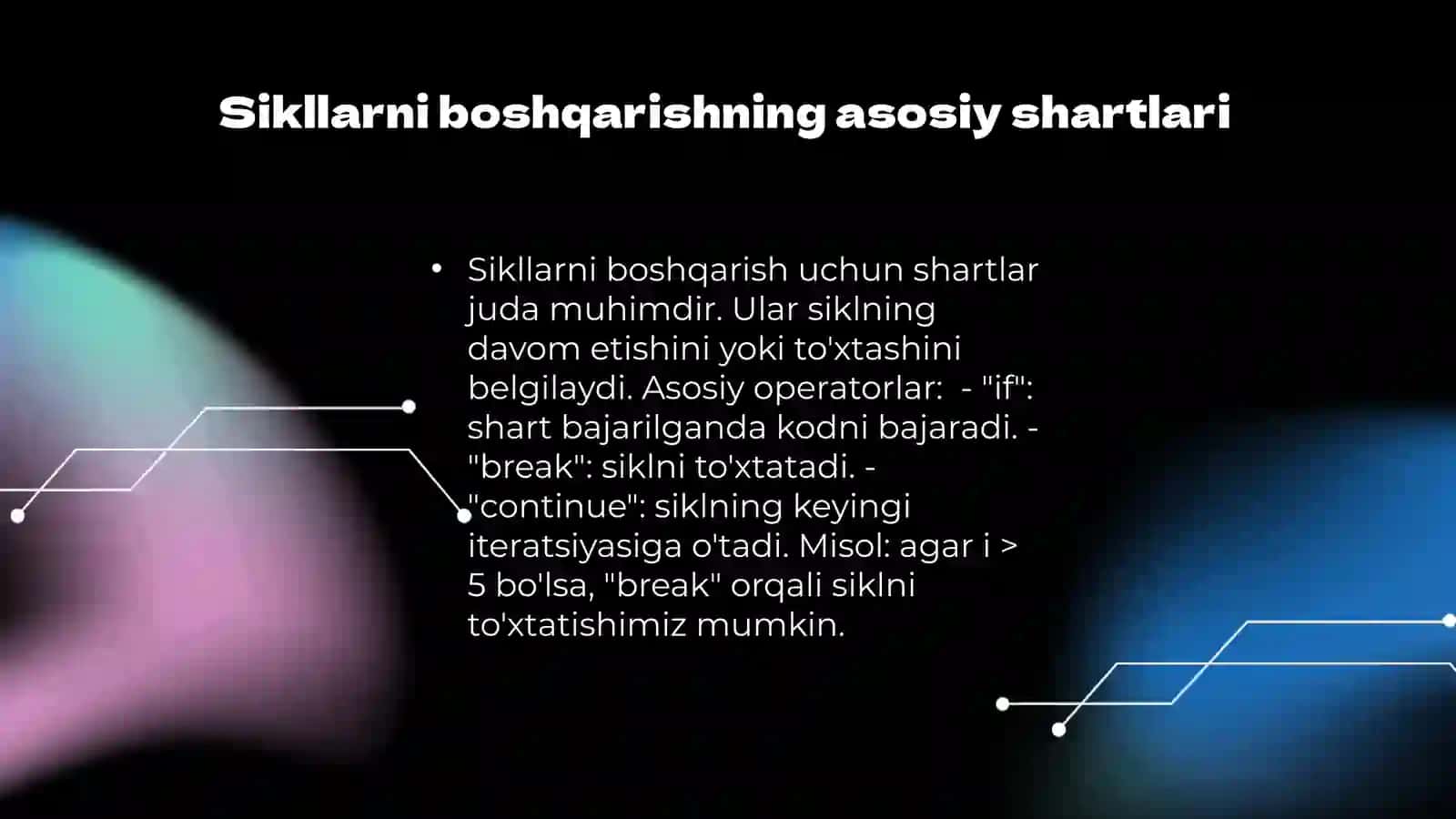 Sikllarni boshqarish 3