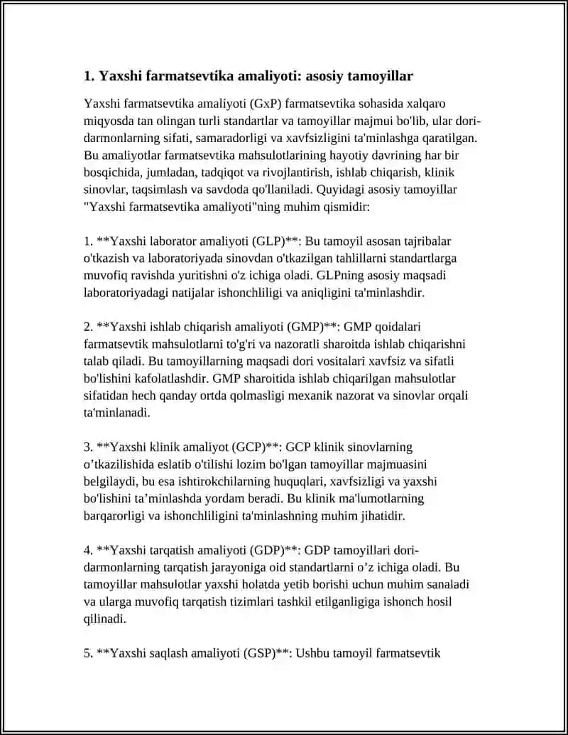 Yaxshi Farmatsevtika Amaliyoti Konsepsiyalari 3