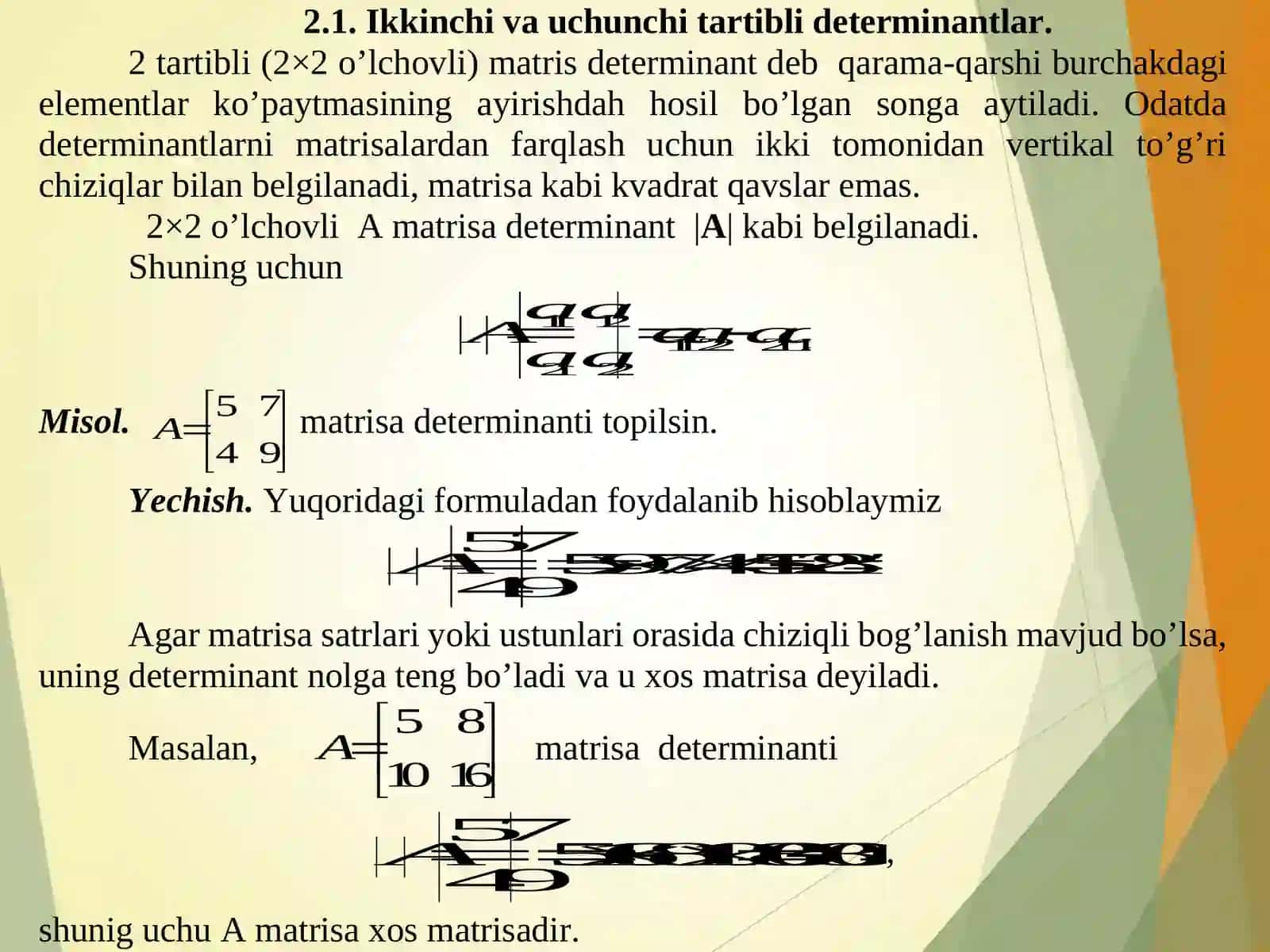 2 DETERMINANTLAR NAZARIYASI 3