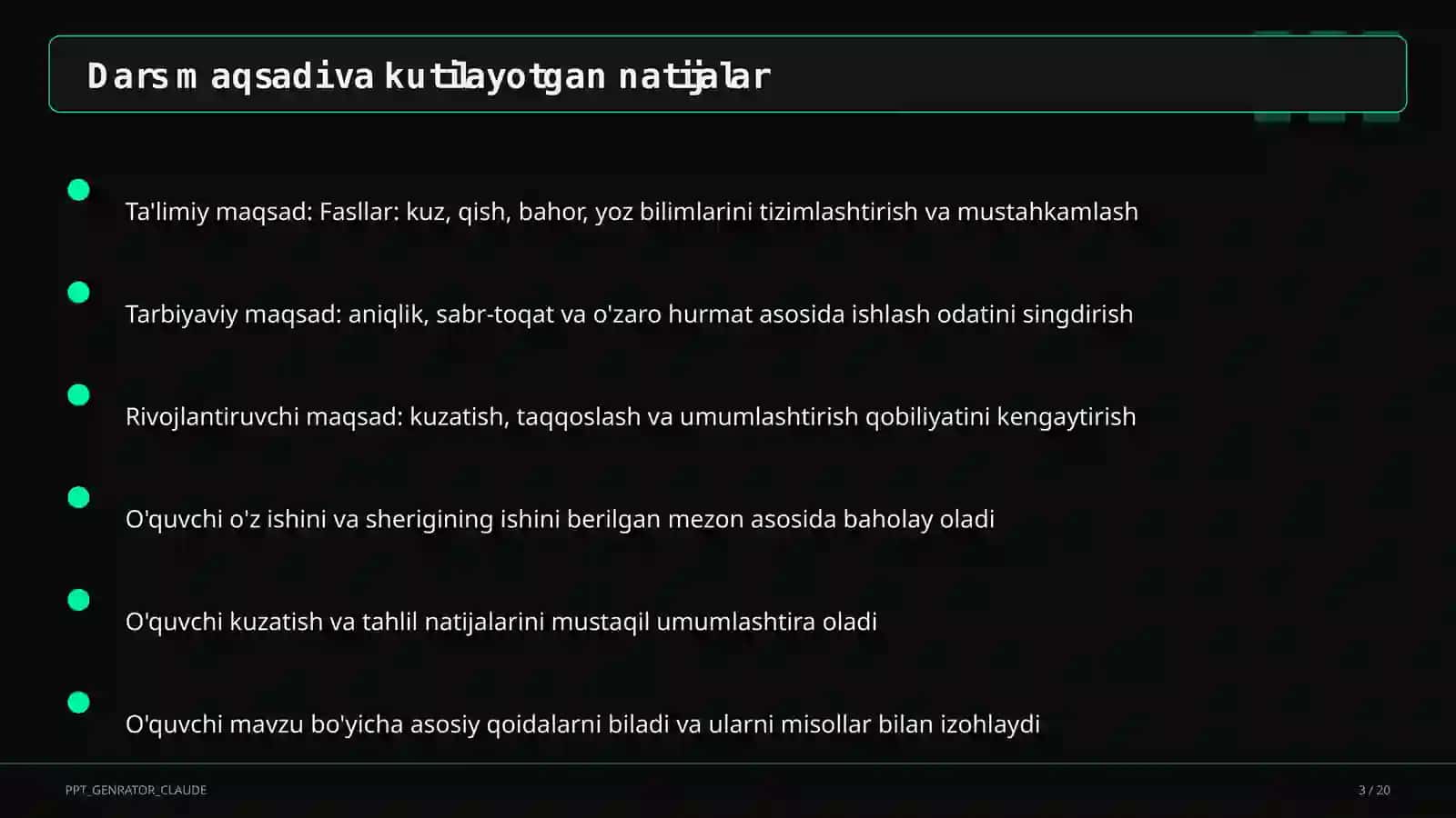 Tabiatshunoslik Dars Rejasi 3
