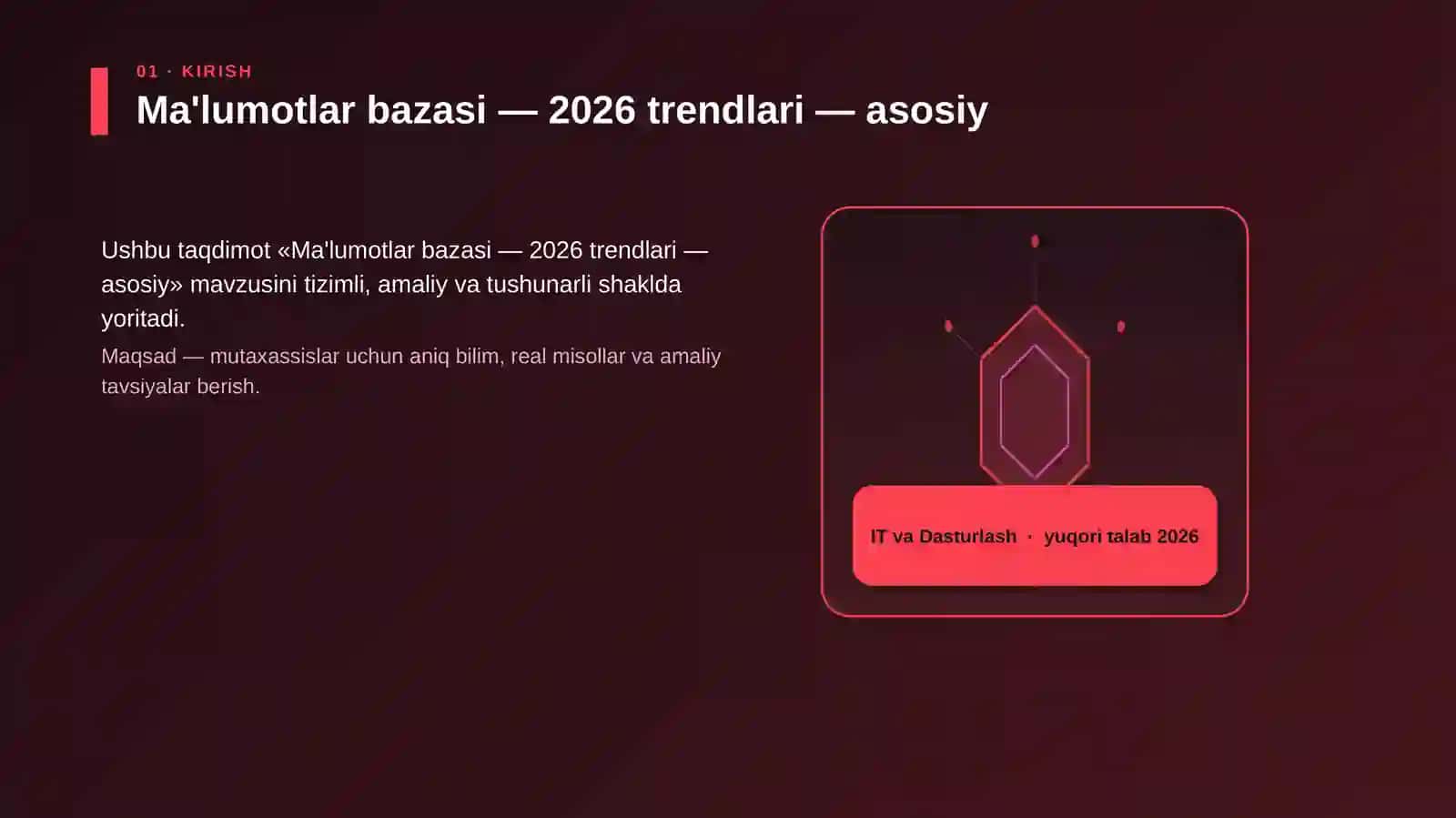 Ma'lumotlar bazasi — 2026 trendlari — asosiy 3