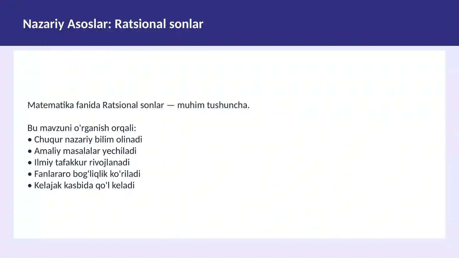 Matematika. Sonlar nazariyasi 3