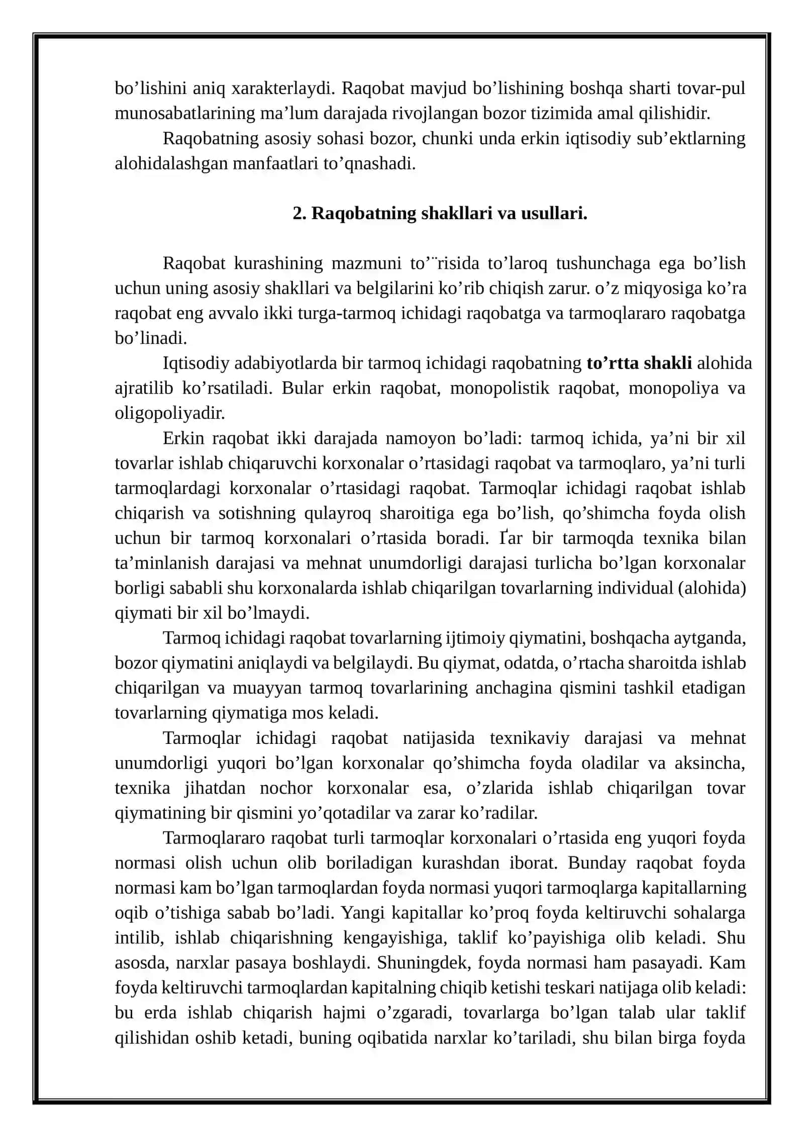 Raqobat nazariyasi. Mukammal va nomukammal raqobat 3