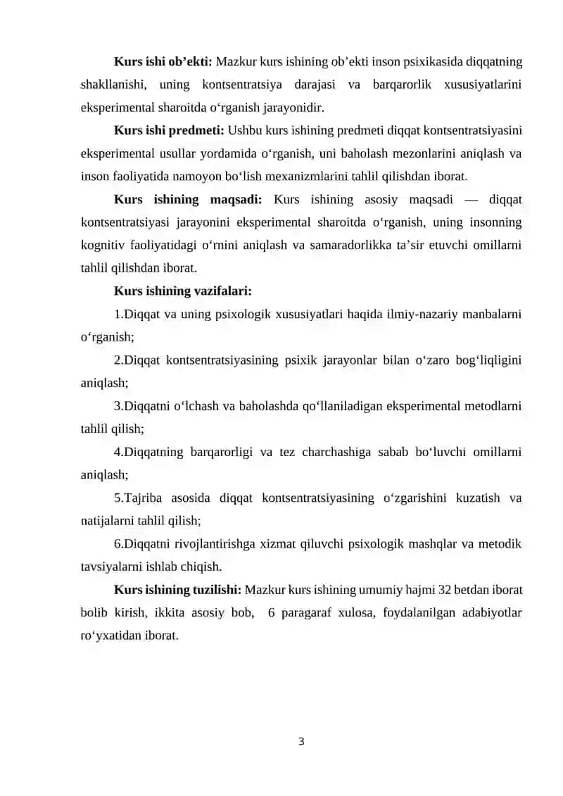 Diqqat kontsentratsiyasini eksperimental o'rganish. 3