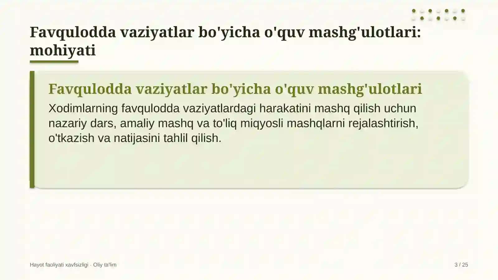 Yuridik klinikalarda favqulodda vaziyatlar bo'yicha o'quv mashg'ulotlari o'tkazish 3