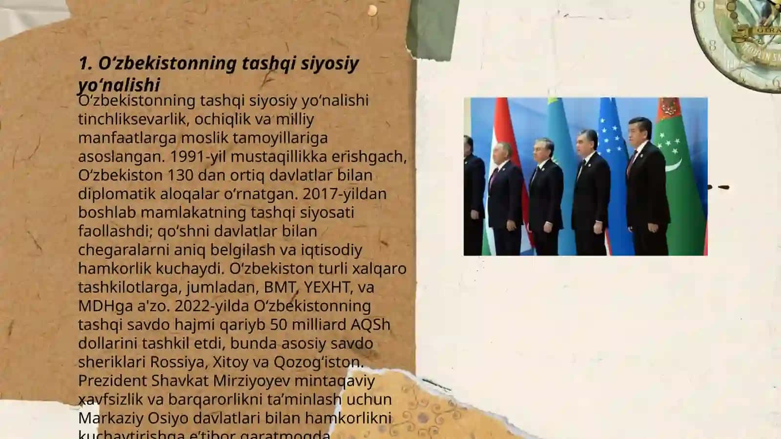 Oʻzbekiston va Jahon hamjamiyati 3
