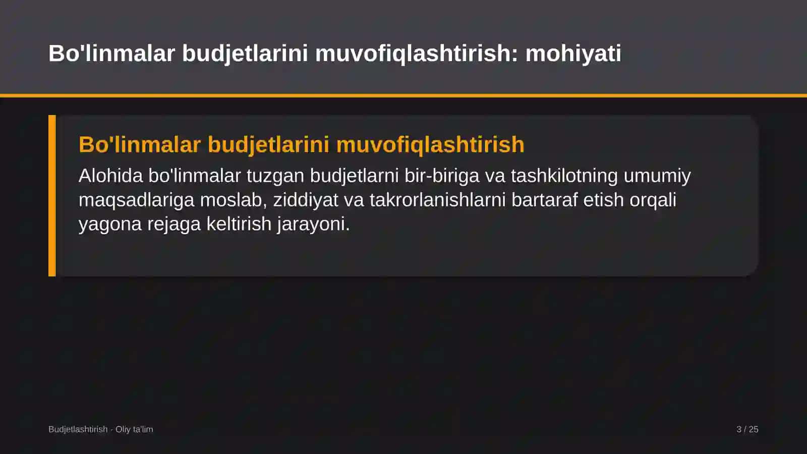 Bojsiz savdo do'konlarida bo'linmalar budjetlarini muvofiqlashtirish 3
