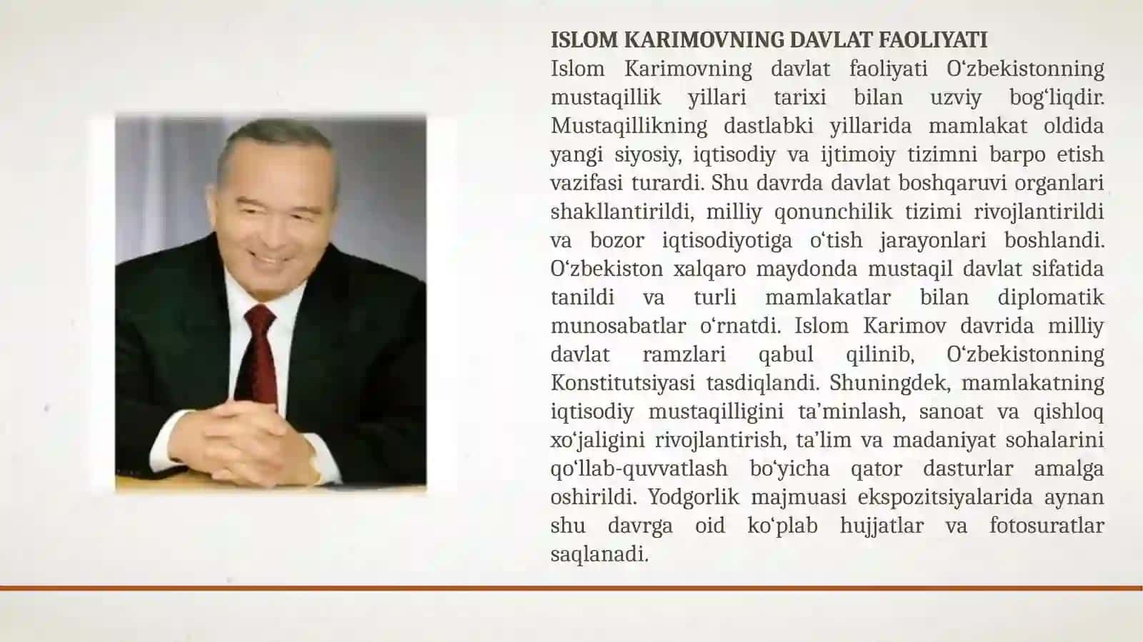 Islom Abdug‘aniyevich Karimov yodgorlik muzeyi 3