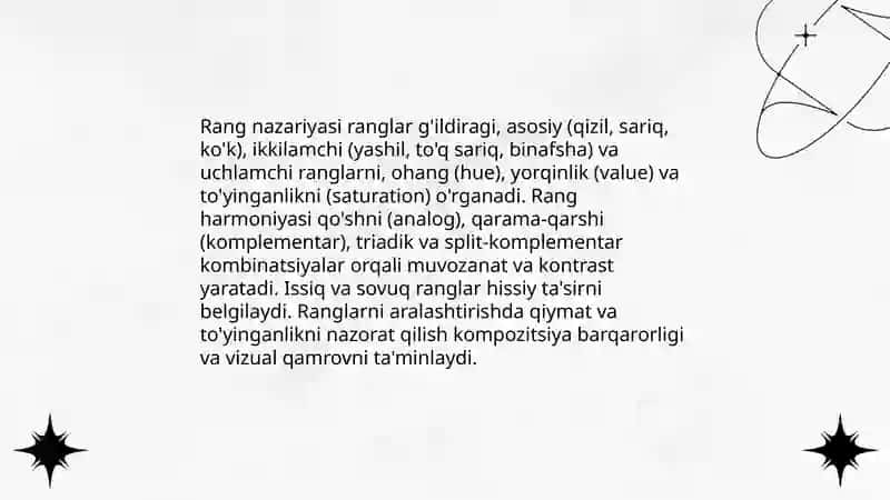 Ranglar bilan ishlash, boʻyash va toʻldirish 3