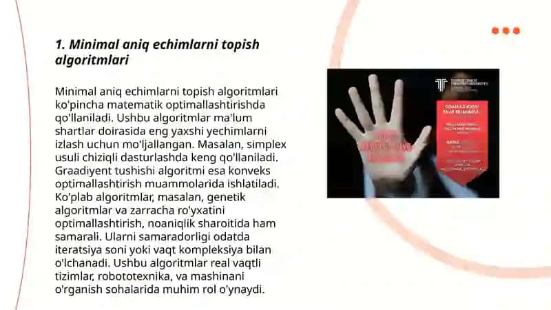Minimal aniq echimlarni topish algoritmlari 3
