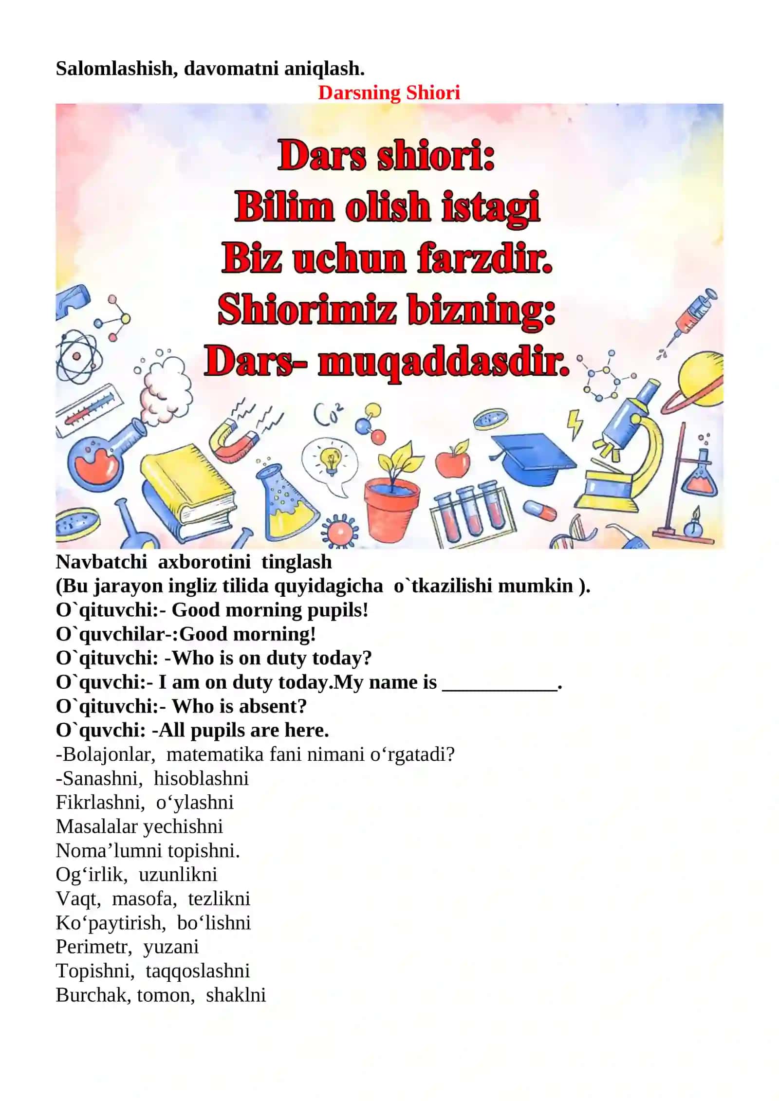 Foiz mavzusida 4-sinf Matematika fanidan dars ishlanmasi 3