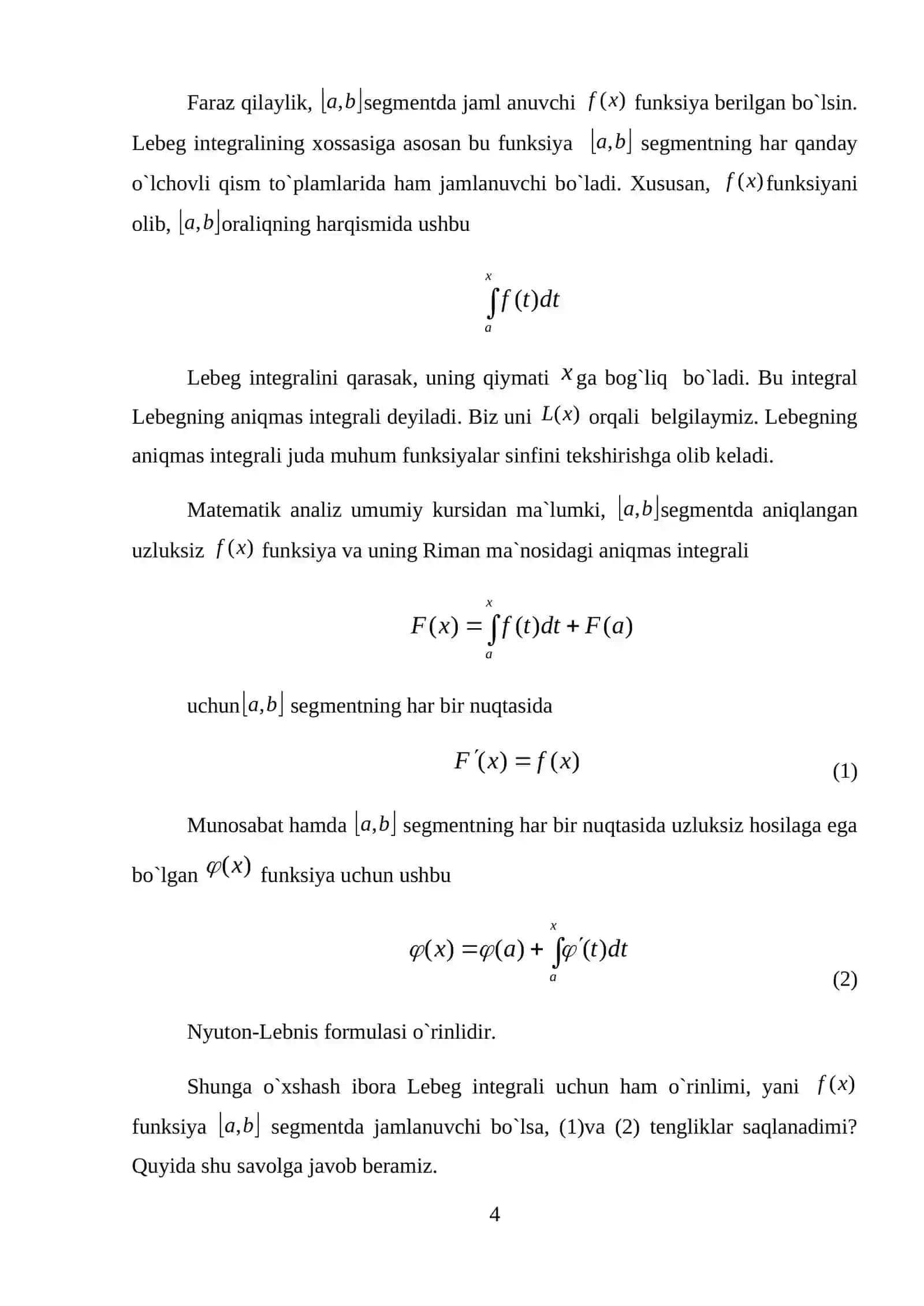 Lebegning aniqmas integrali 3