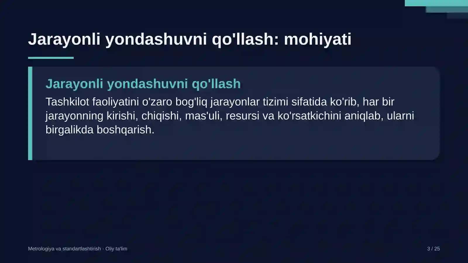 Metrologiya va standartlashtirish · Oliy ta'lim 3