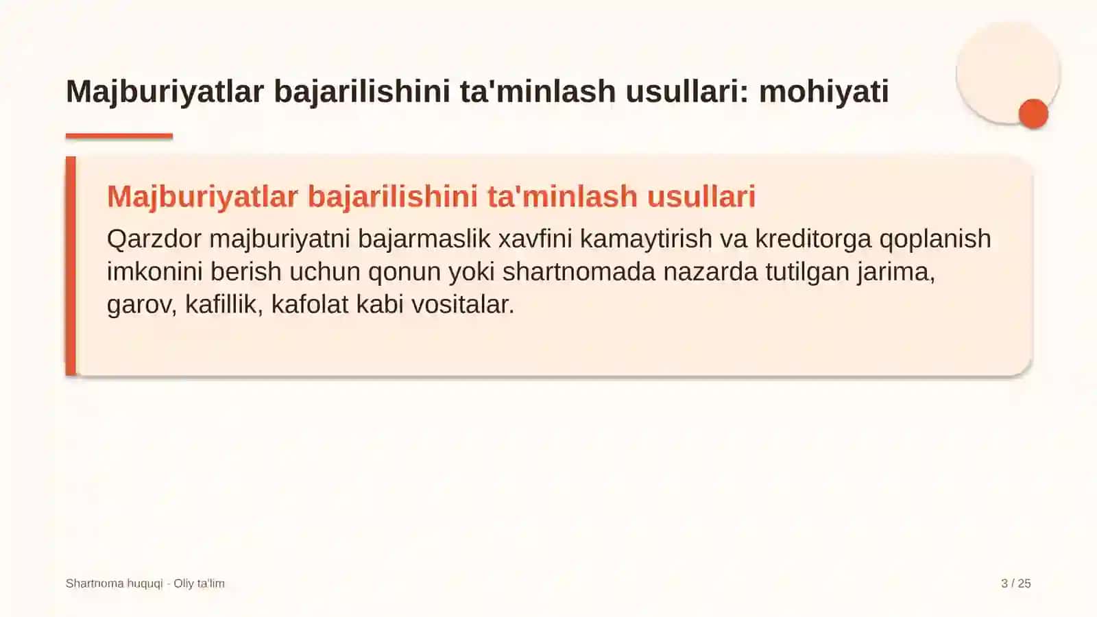 Gulchilikda majburiyatlarning bajarilishini ta'minlash usullari 3