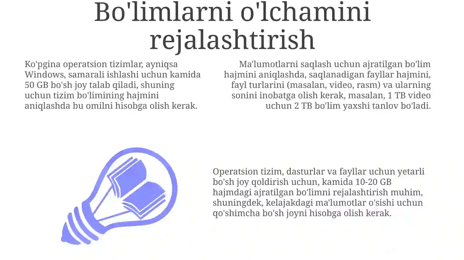 Disklarni bo'limlash va formatlash 3