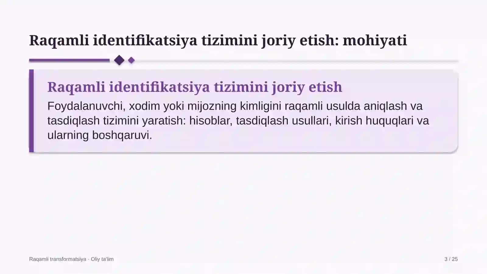 Raqamli TRANSFORMATSIYA · OLIY TA'LIM 3