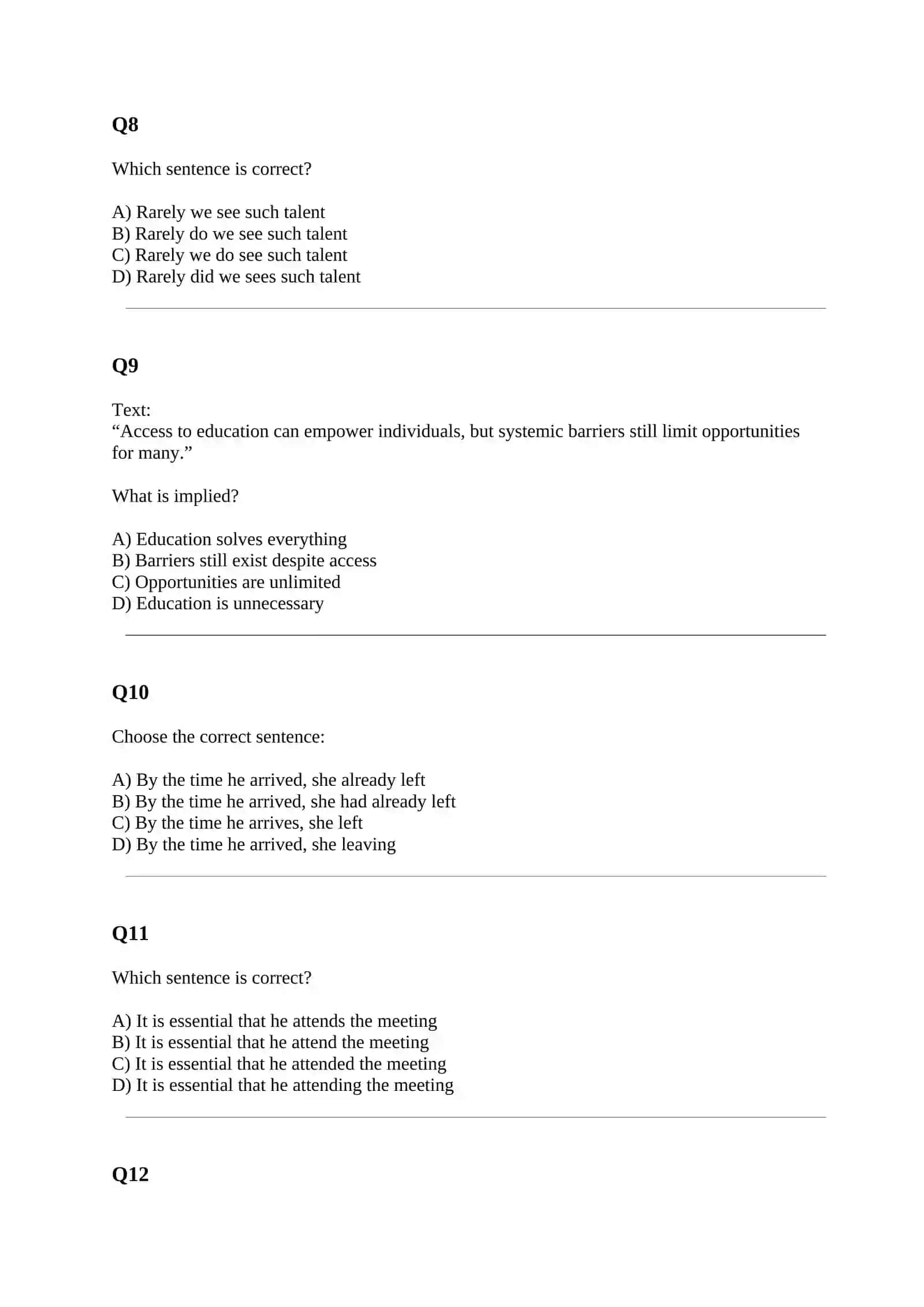 SAT STYLE TEST WITH ANSWERS 3