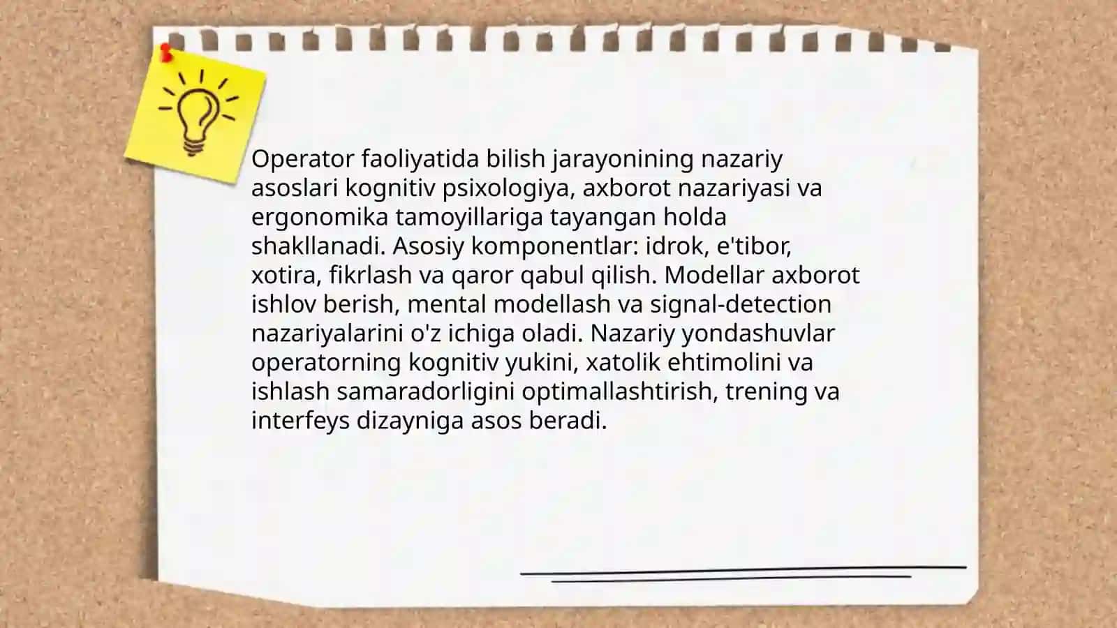 Operator faoliyatida bilish jarayonining orni 3