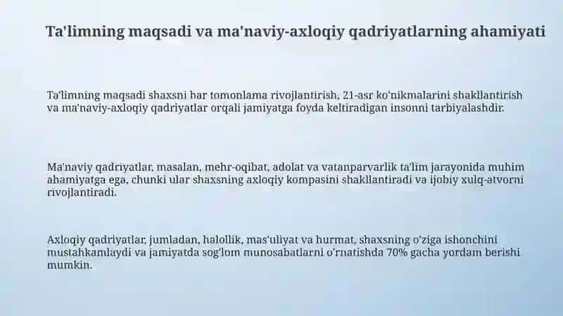 O'QUVCHILARNI MA;NAVIY AXLOQIY TARBIYALASH 3