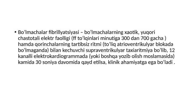 Bo’lmachalar fibrilyatsiyasi 3