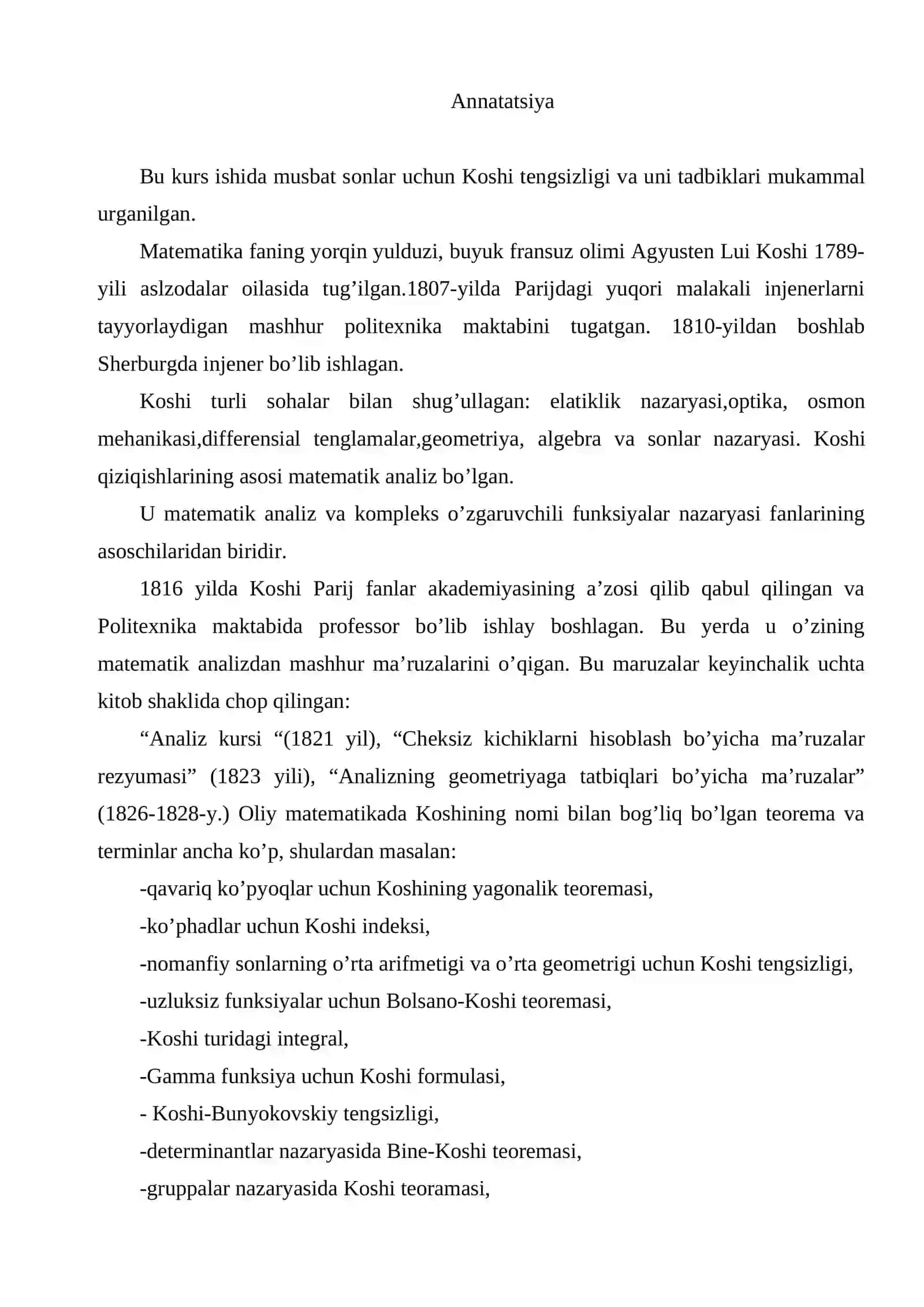 Koshi tengsizligi va uning tadbiqlari 3
