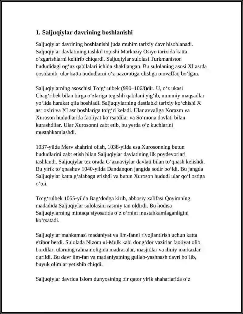 SALJUQIYLAR SAJARASINI TUZISH 3
