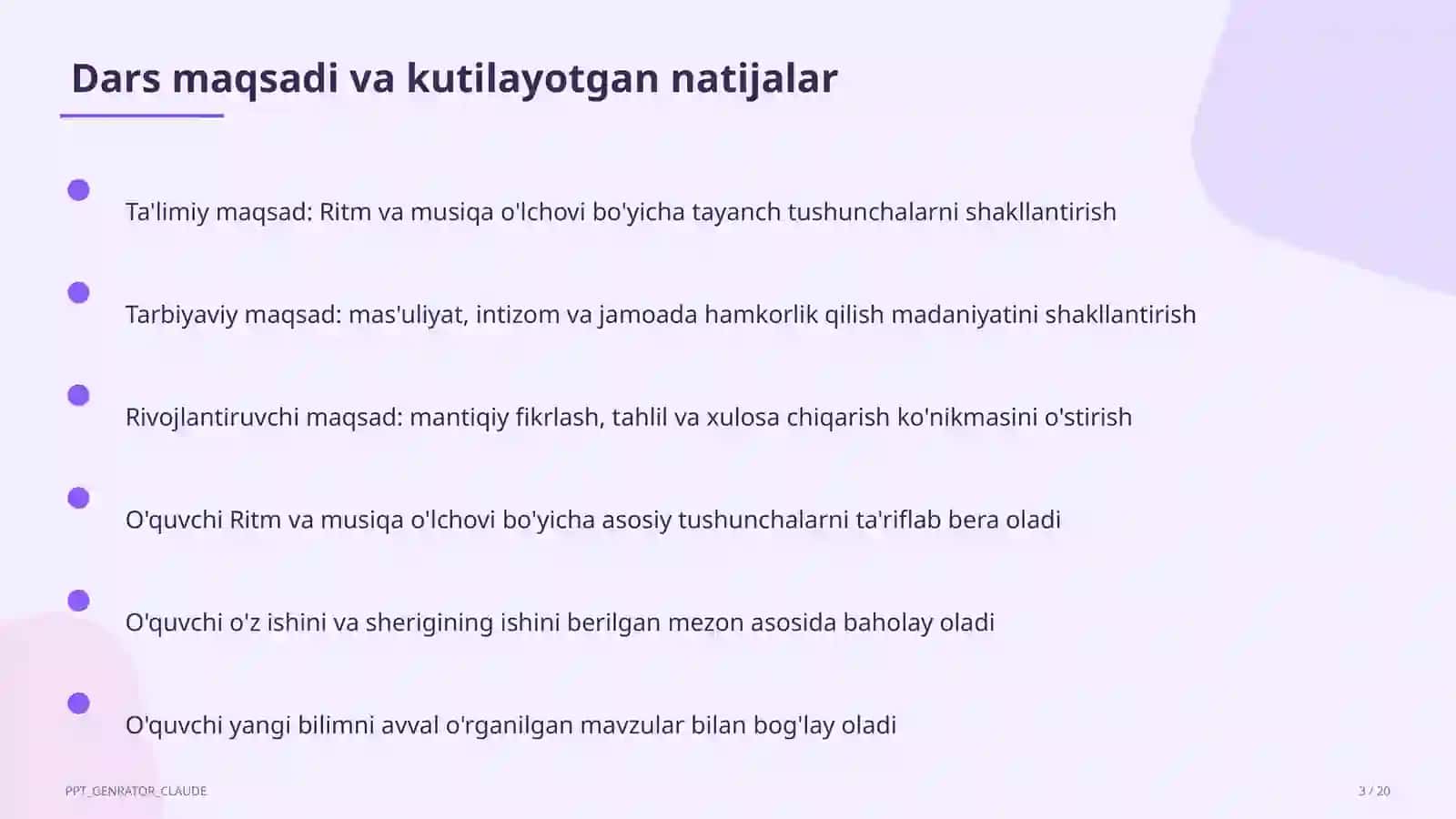 Ritm va musiqa o'lchovi (3-sinf) 3