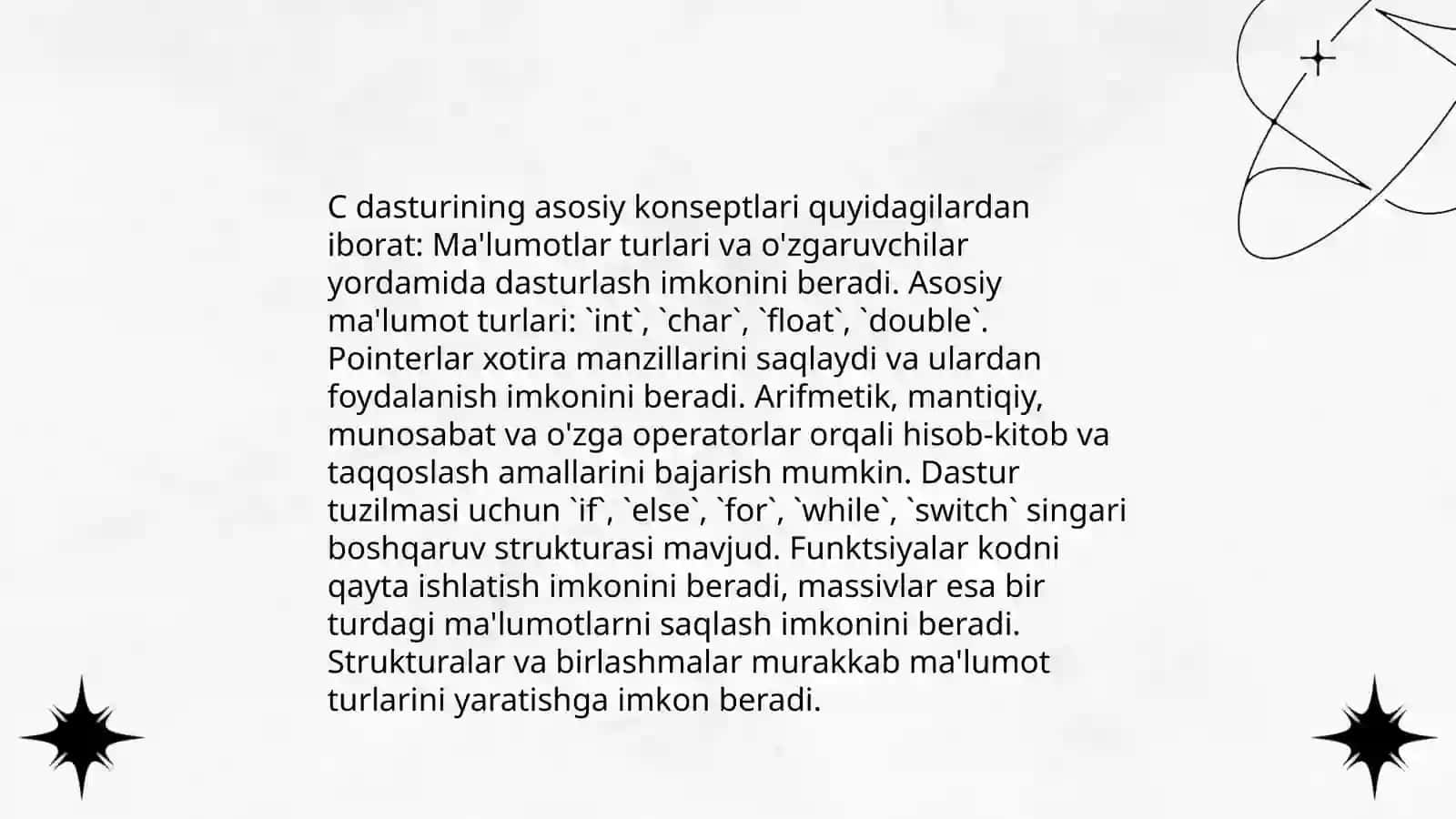 C dasturi bo'yicha 3