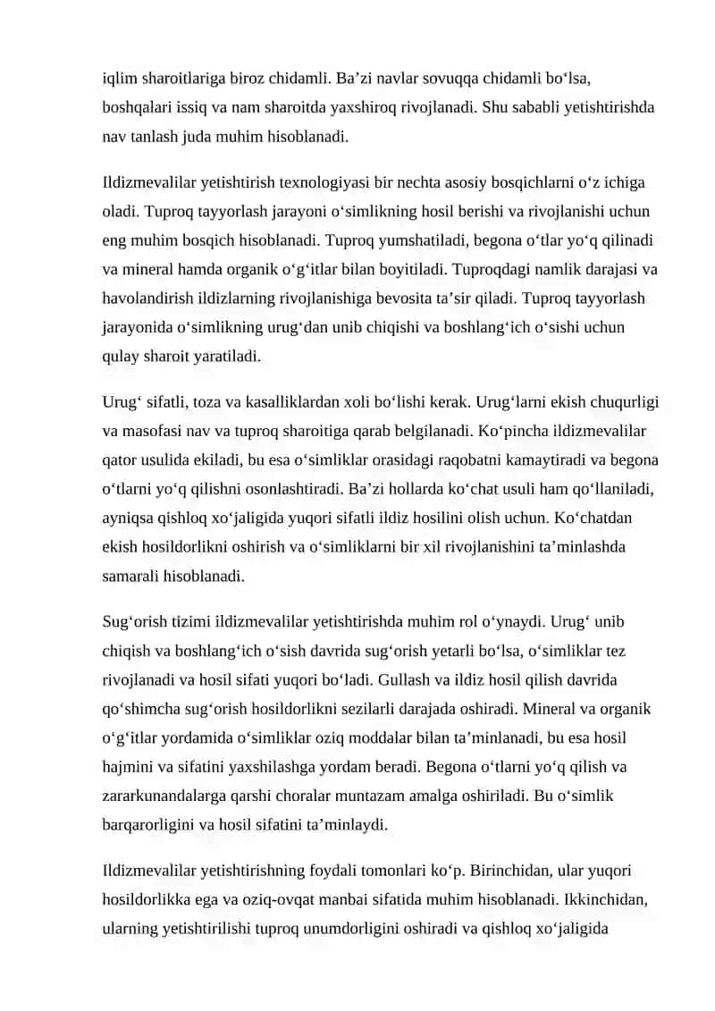 Ildizmevalilar morfologiyasi, biologiyasi va yetishtirish texnologiyasi 3