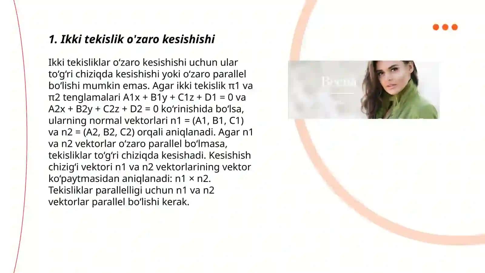 Ikki tekislikning o’zaro holati 3