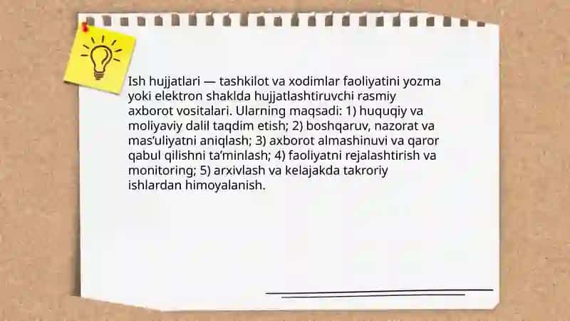 Ish hujjatlari va ularga qo'yiladigan asosiy talablar 3