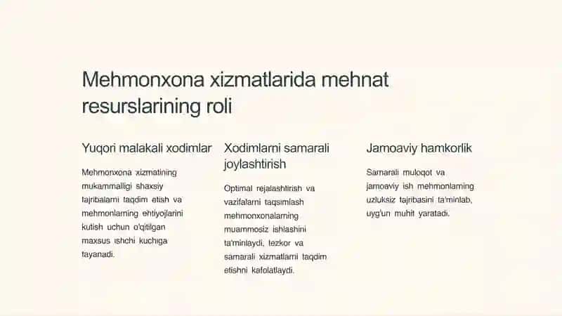 Mehmonxonalarda xavfsizlik xizmatlarini ko'rsatishda mehnat resurslarining roli 3